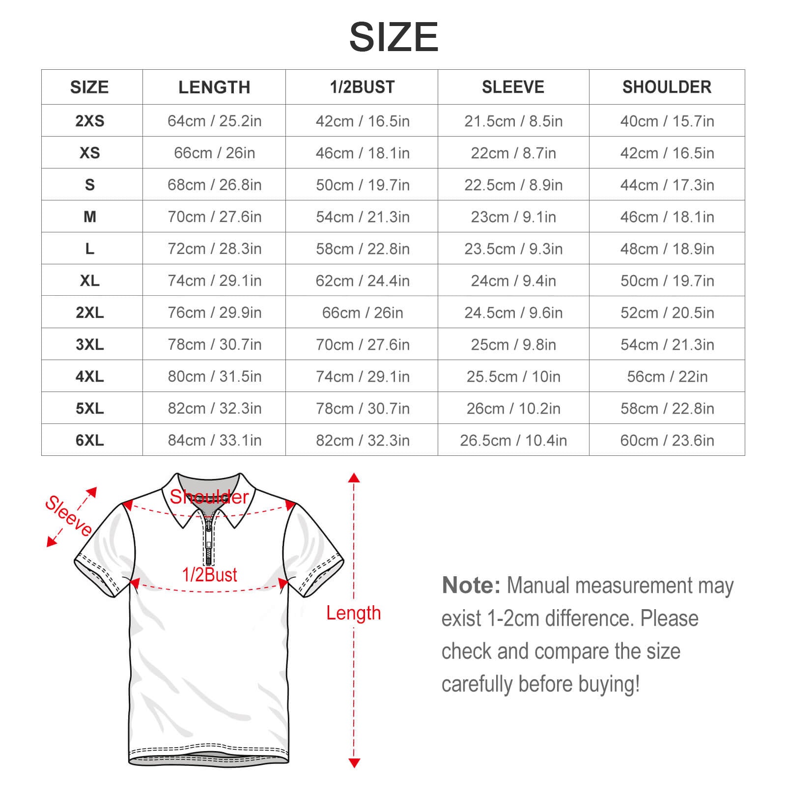 Custom Men's Zip Polo Shirt Short Sleeve CasualTop