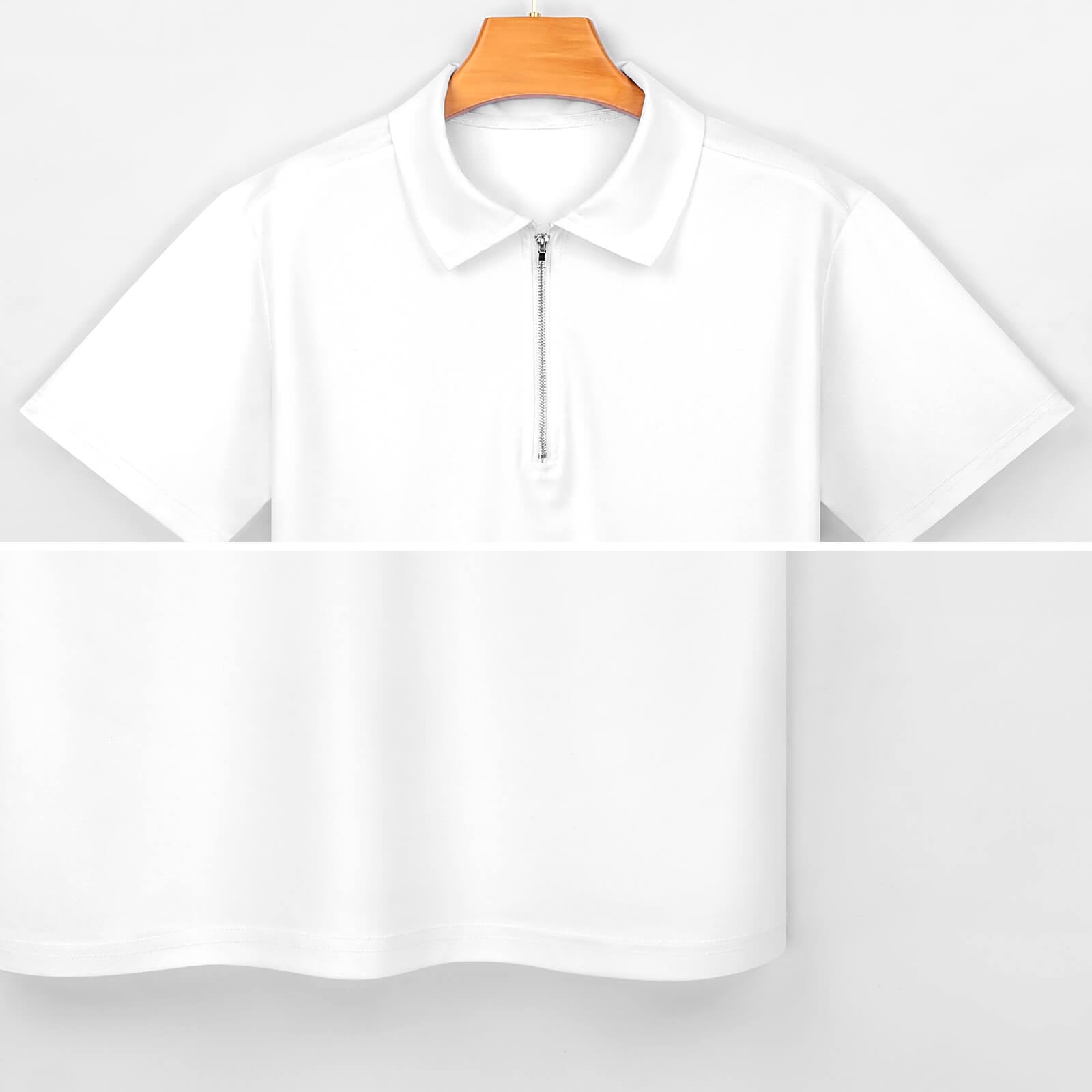 Custom Men's Zip Polo Shirt Short Sleeve CasualTop